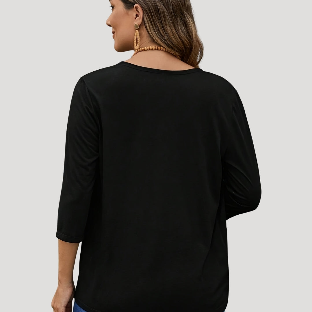 Women’s open front cardigan with three quarter sleeves layering knitwear for office or casual wear