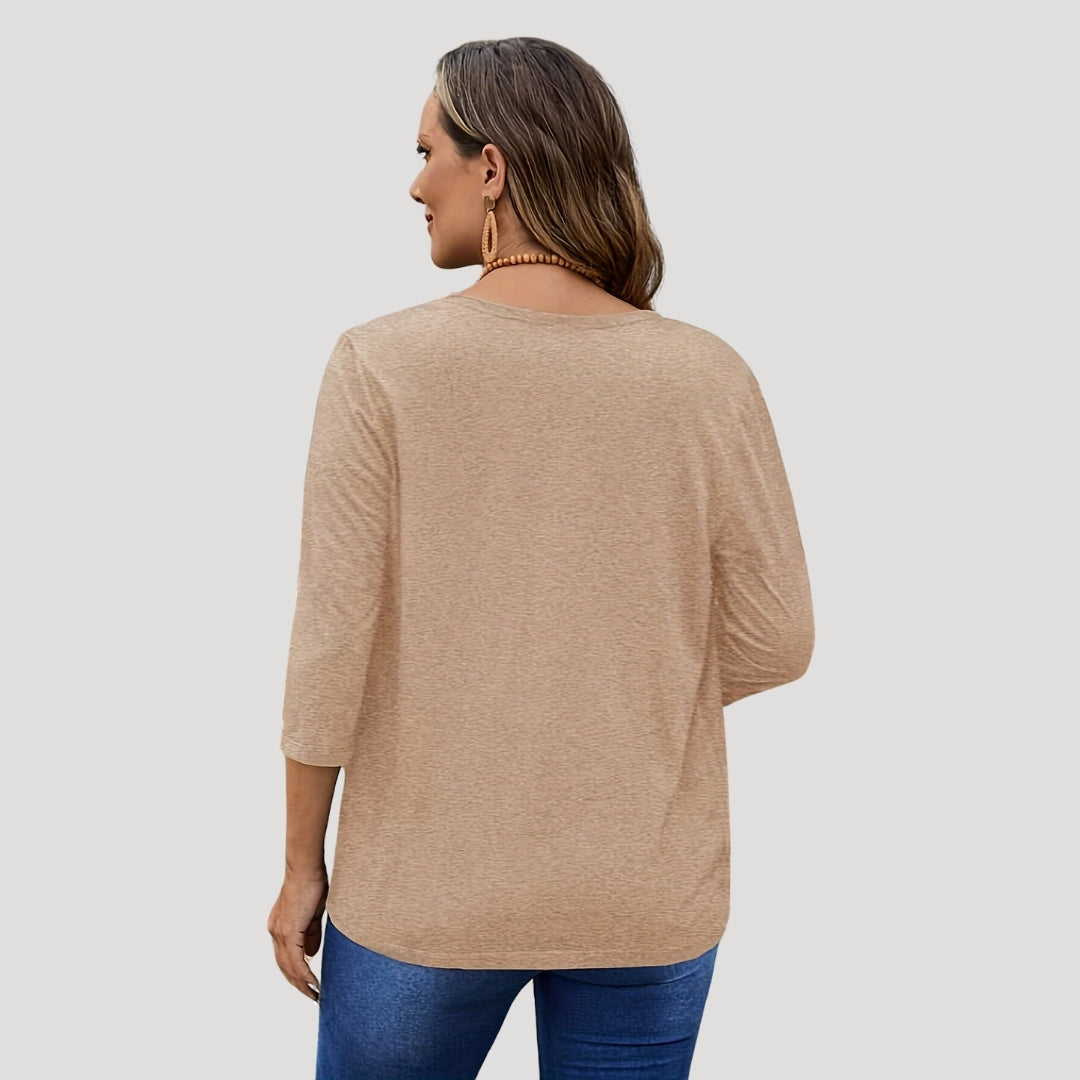 Women’s open front cardigan with three quarter sleeves layering knitwear for office or casual wear
