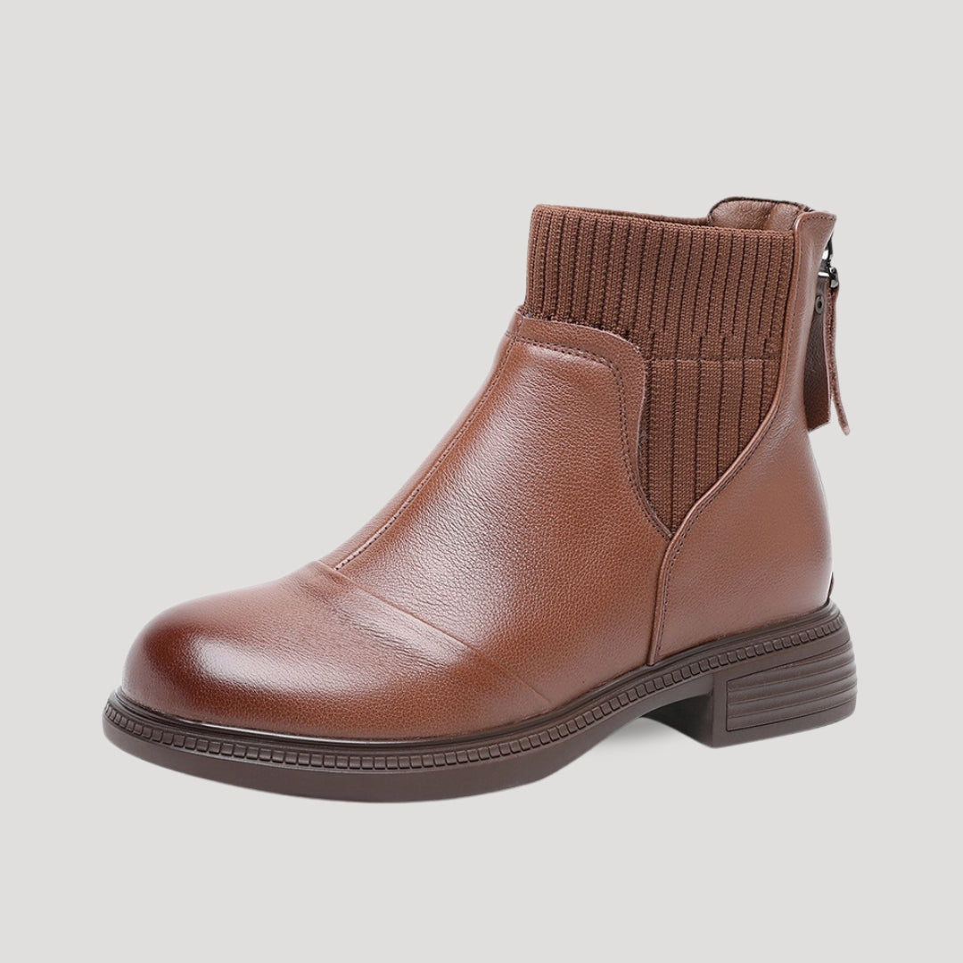 Women's Block Heel Ankle Boots with Zip Fastening – Low Heel Boots for Autumn Winter Outfits