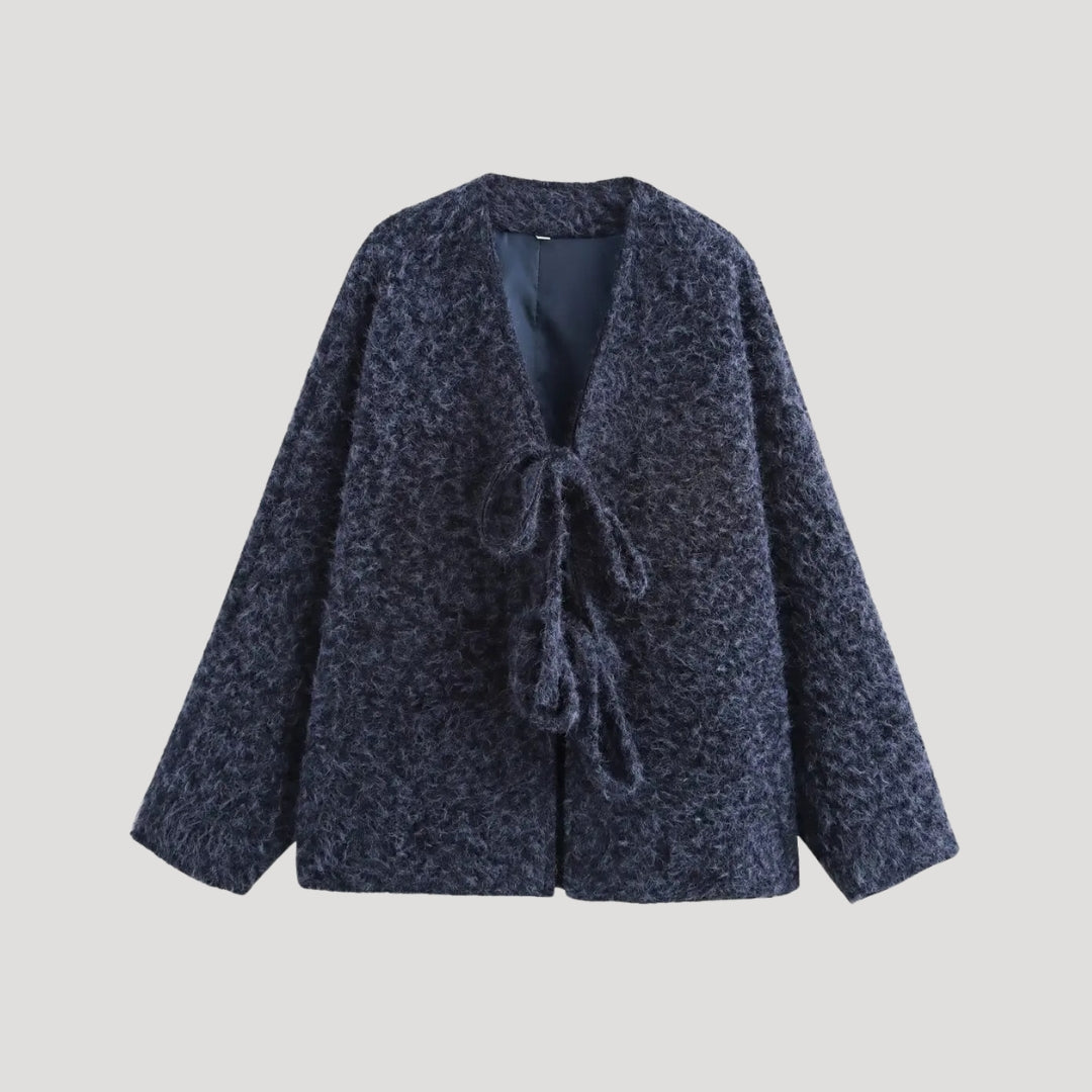 Women’s oversized tie front wool cardigan chunky knit wrap for autumn winter layering