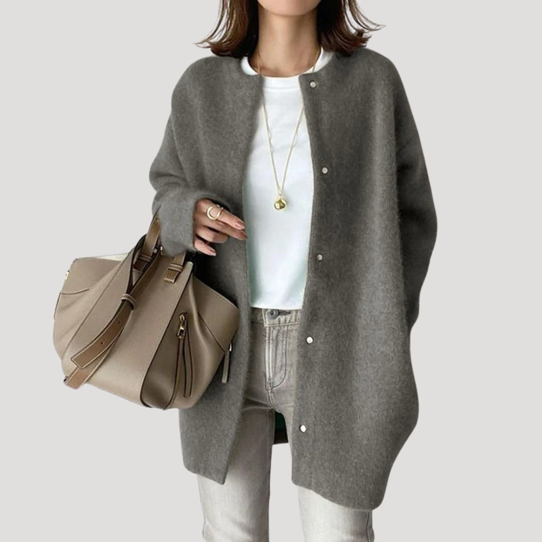 Women’s longline open front knit cardigan oversized ribbed wool blend coatigan for layering
