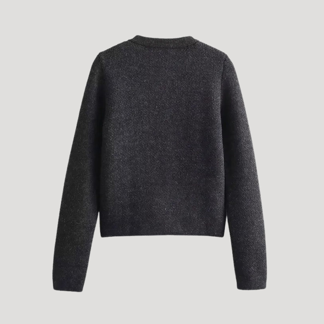 Women’s chunky knit button up cropped cardigan with oversized sleeves
