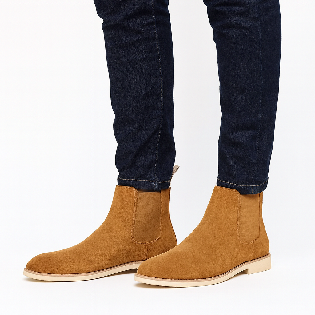 Classic Cow Suede Chelsea Boots – Men’s British Ankle Style