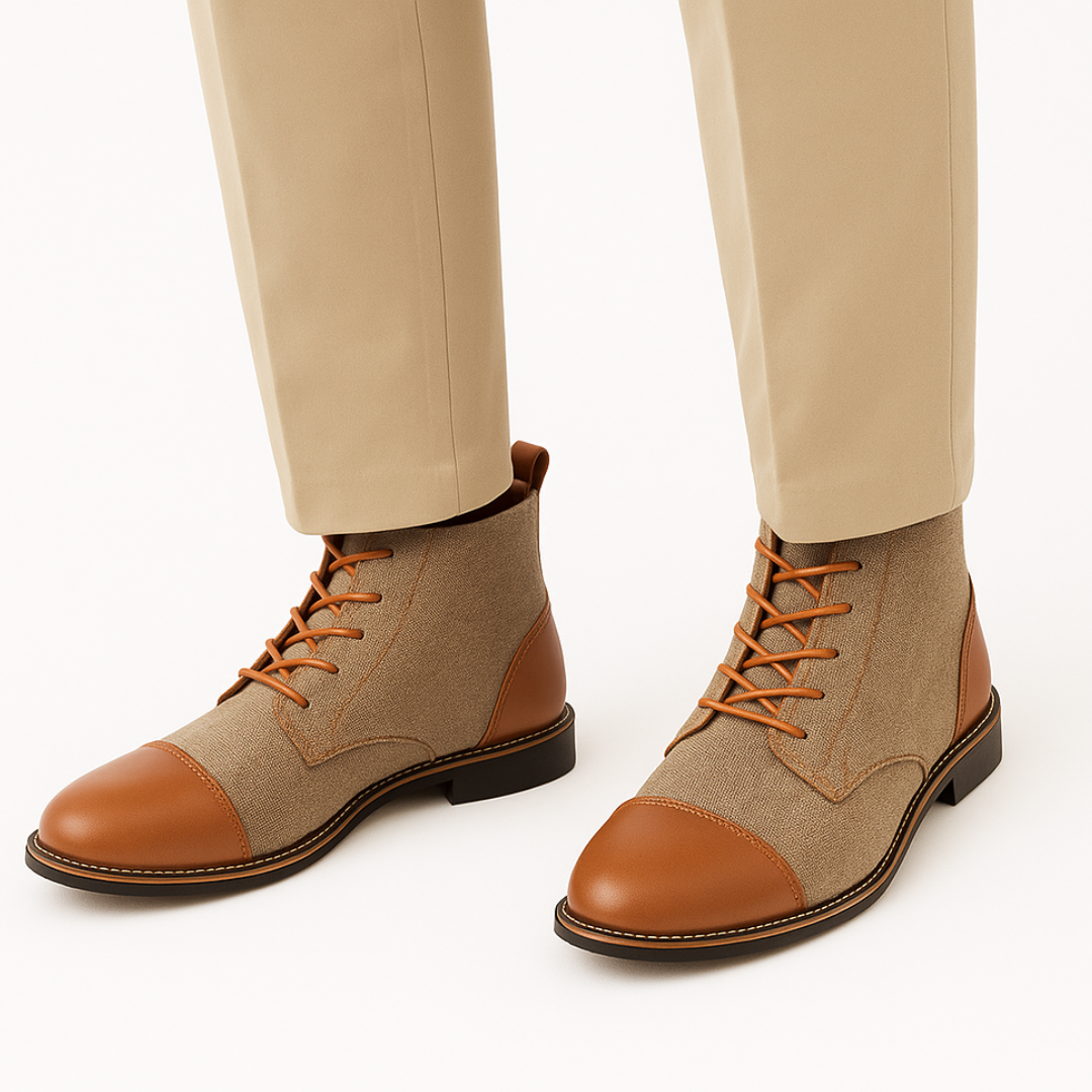 Men’s Casual Suede Lace-Up Ankle Boots – Camel Desert Style
