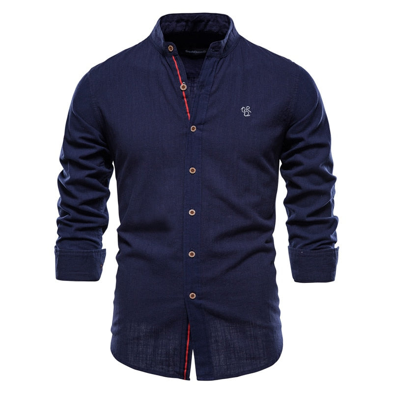Men’s Long Sleeve Button-Up Shirt – Smart Summer Fit