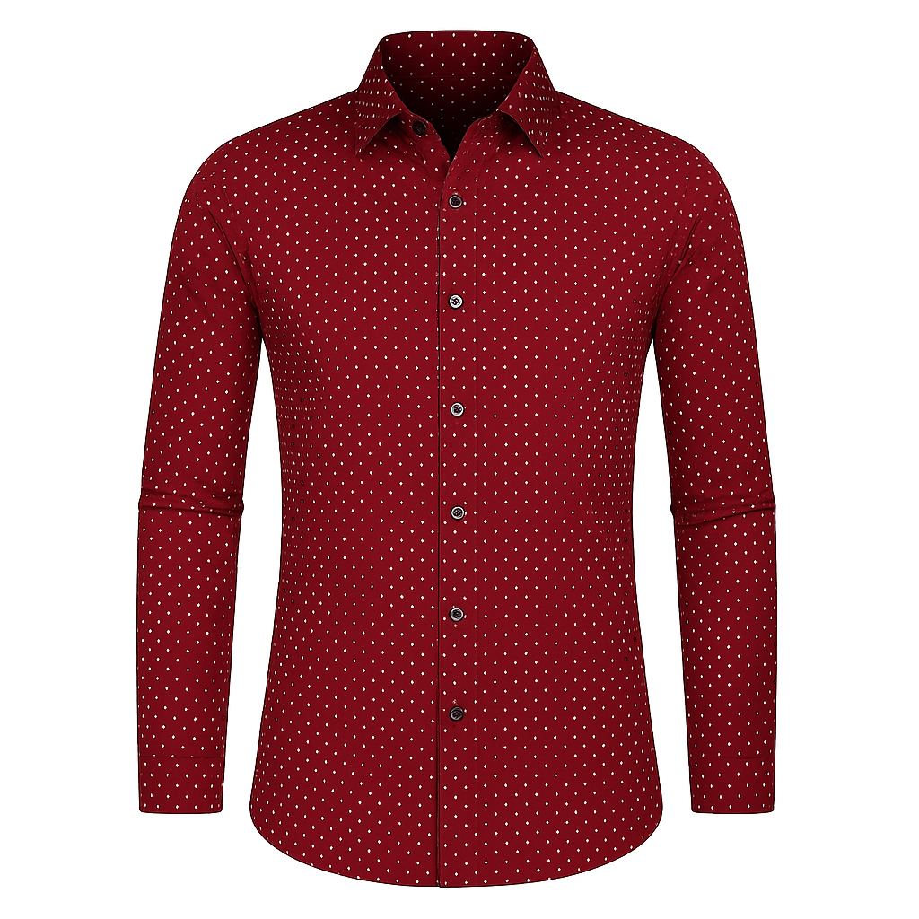 Men’s Polka Dot Dress Shirt – Smart Long Sleeve Style