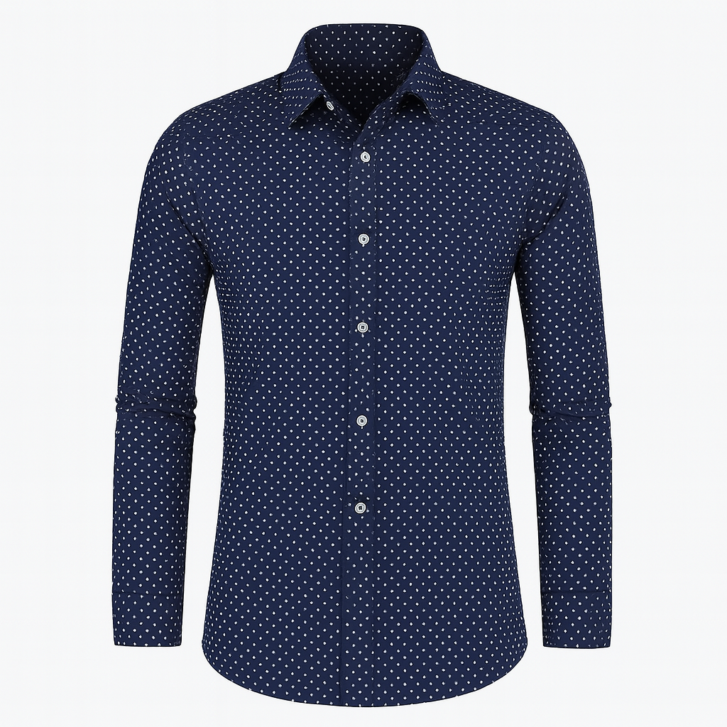 Men’s Polka Dot Dress Shirt – Smart Long Sleeve Style