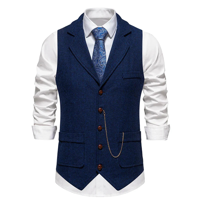 Men’s Retro-Lapel Waistcoat – Sleeveless Smart Vest