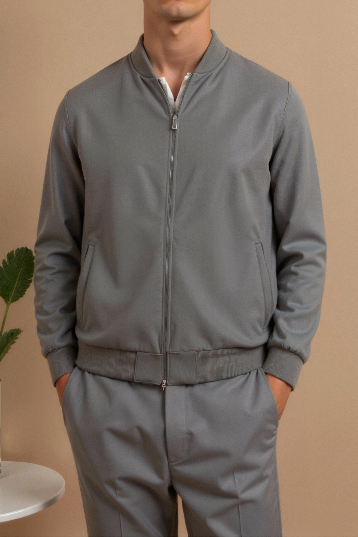 Business Solid Color Stand Collar Jacket-Cole Clothing-Cole Clothing