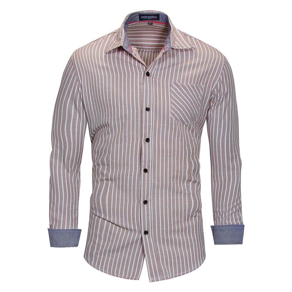 Men’s Stripe Long Sleeve Button-Up Shirt – Work and Casual