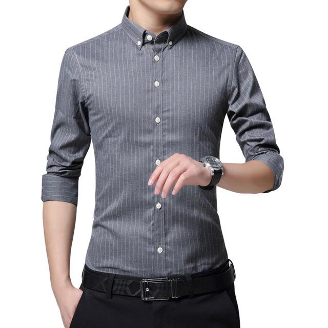 Men’s Striped Dress Shirt – Long Sleeve Smart Office Style