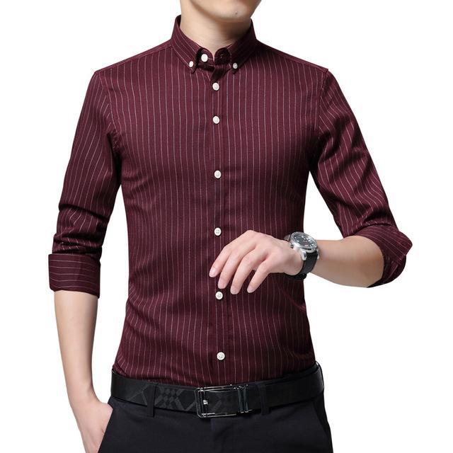 Men’s Striped Dress Shirt – Long Sleeve Smart Office Style