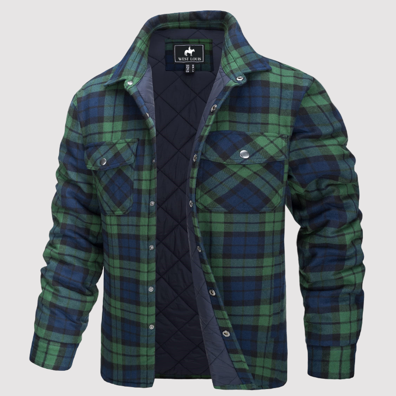 Men’s Quilted Flannel Shirt Jacket – Autumn Overshirt for Casual Layering