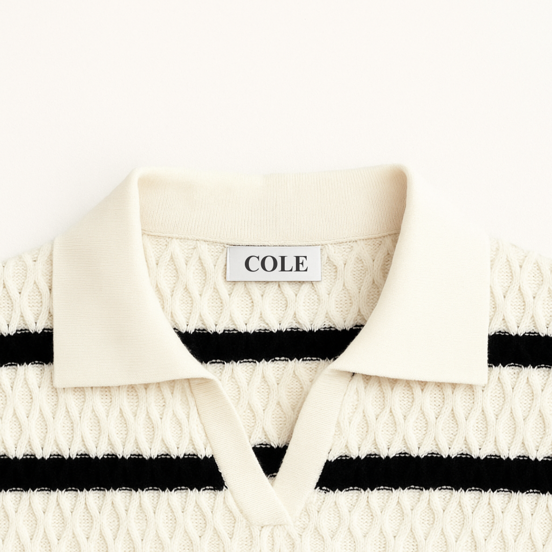 Women's Striped Drop Shoulder Collared Sweater – Cole Clothing