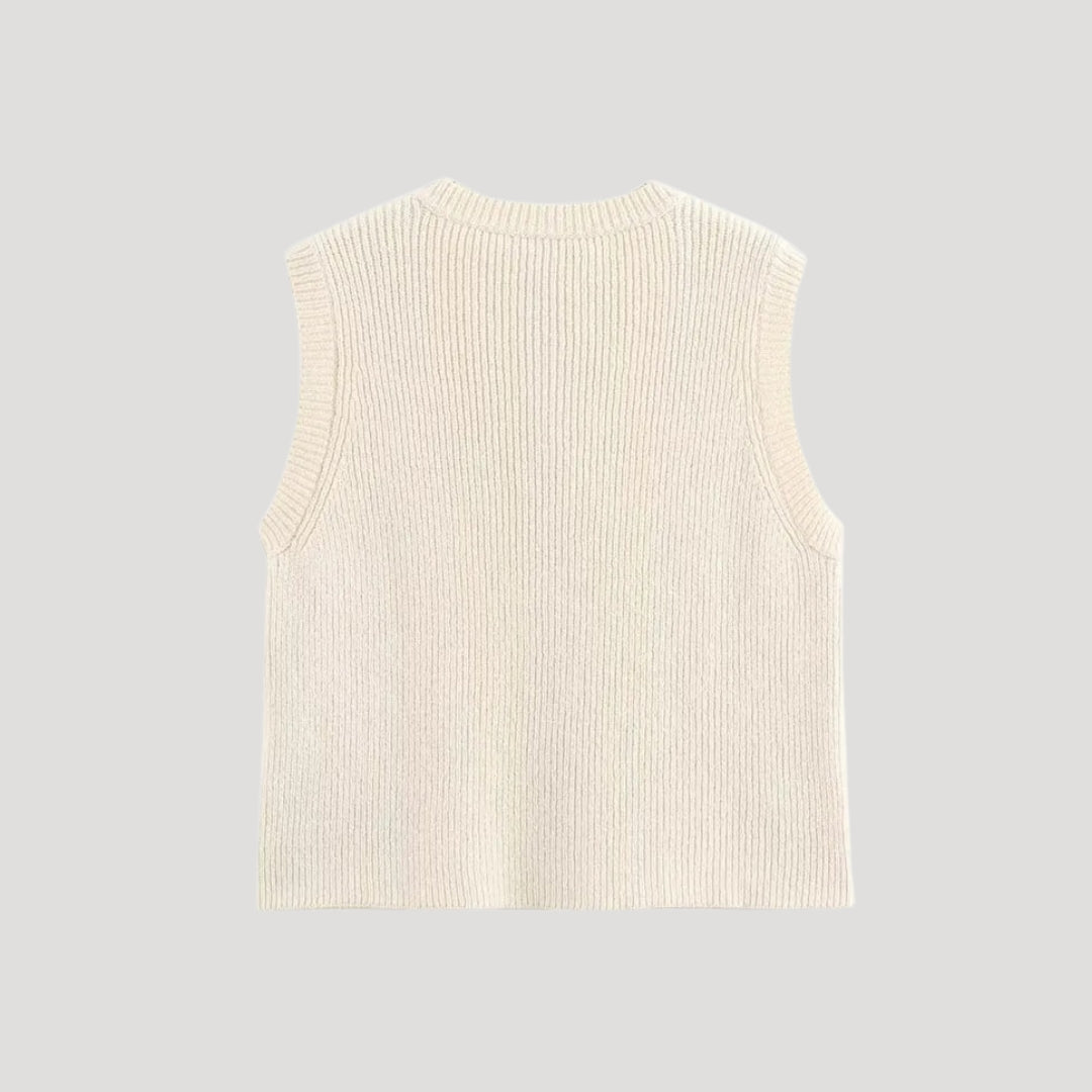 Women’s knit button vest – sleeveless cardigan for layering and office wear