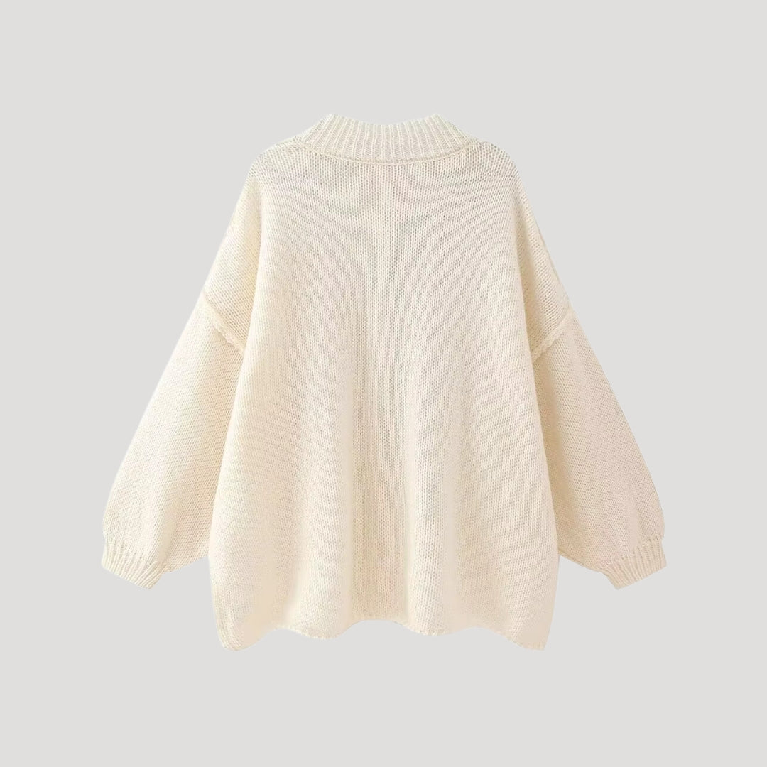 Women’s oversized cardigan with balloon sleeves and button front