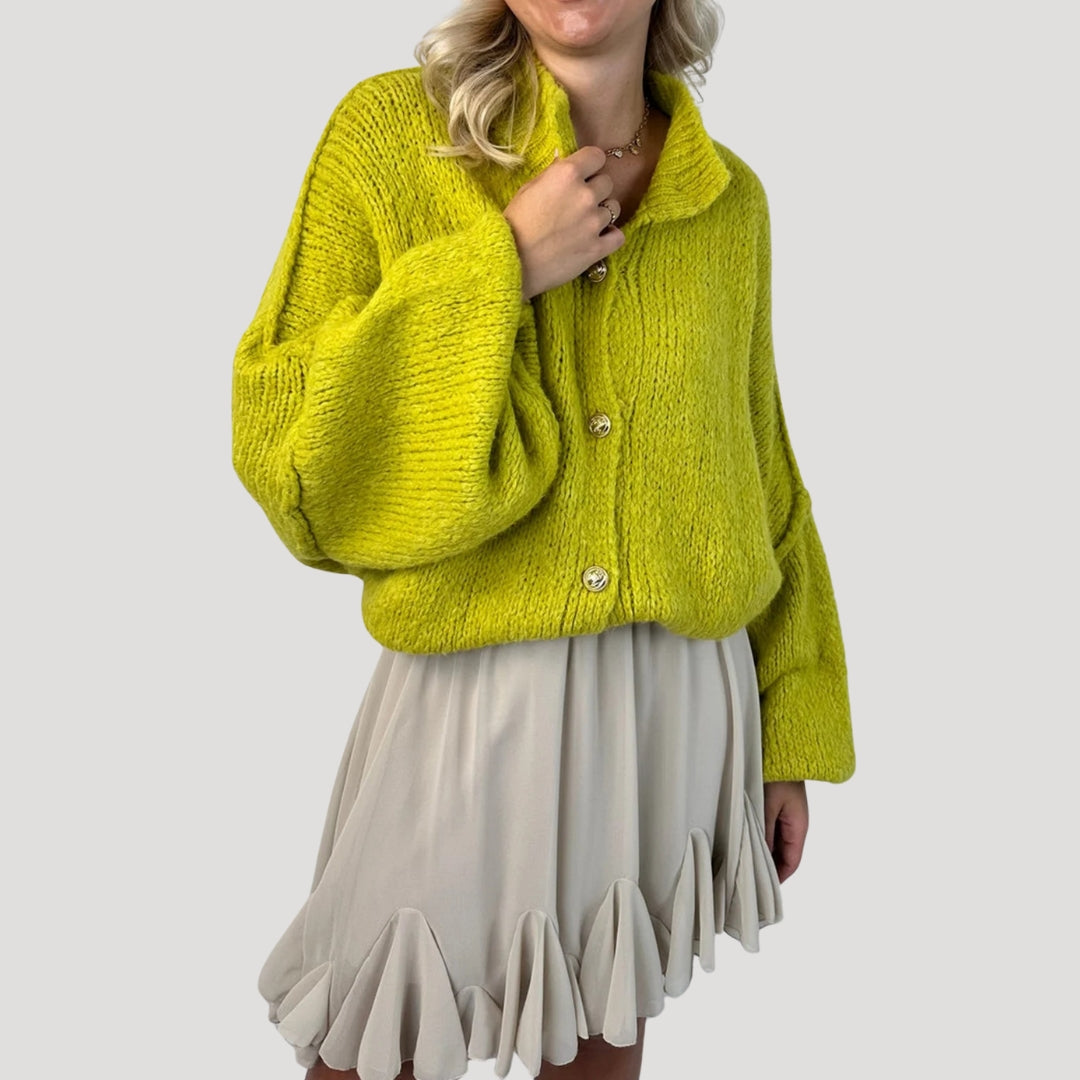 Women’s oversized chunky knit cardigan with balloon sleeves