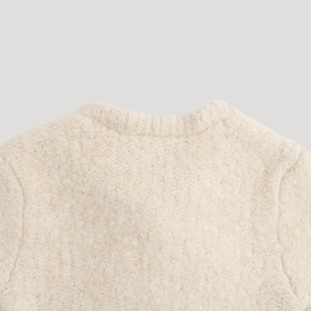 Women’s short sleeve knit cardigan with bow detail