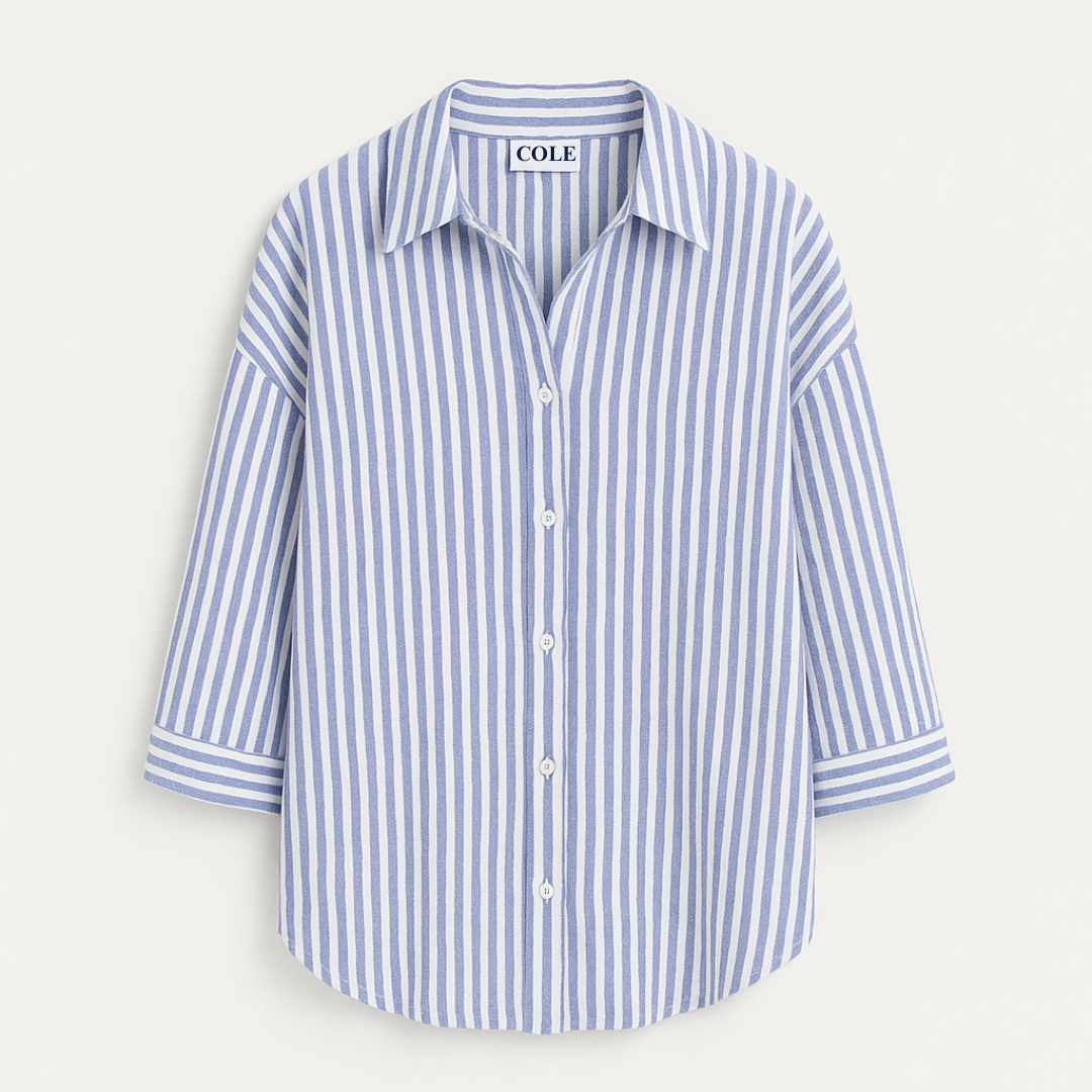 Women's Cotton Blend Striped Button-Down Shirt – Classic Fit