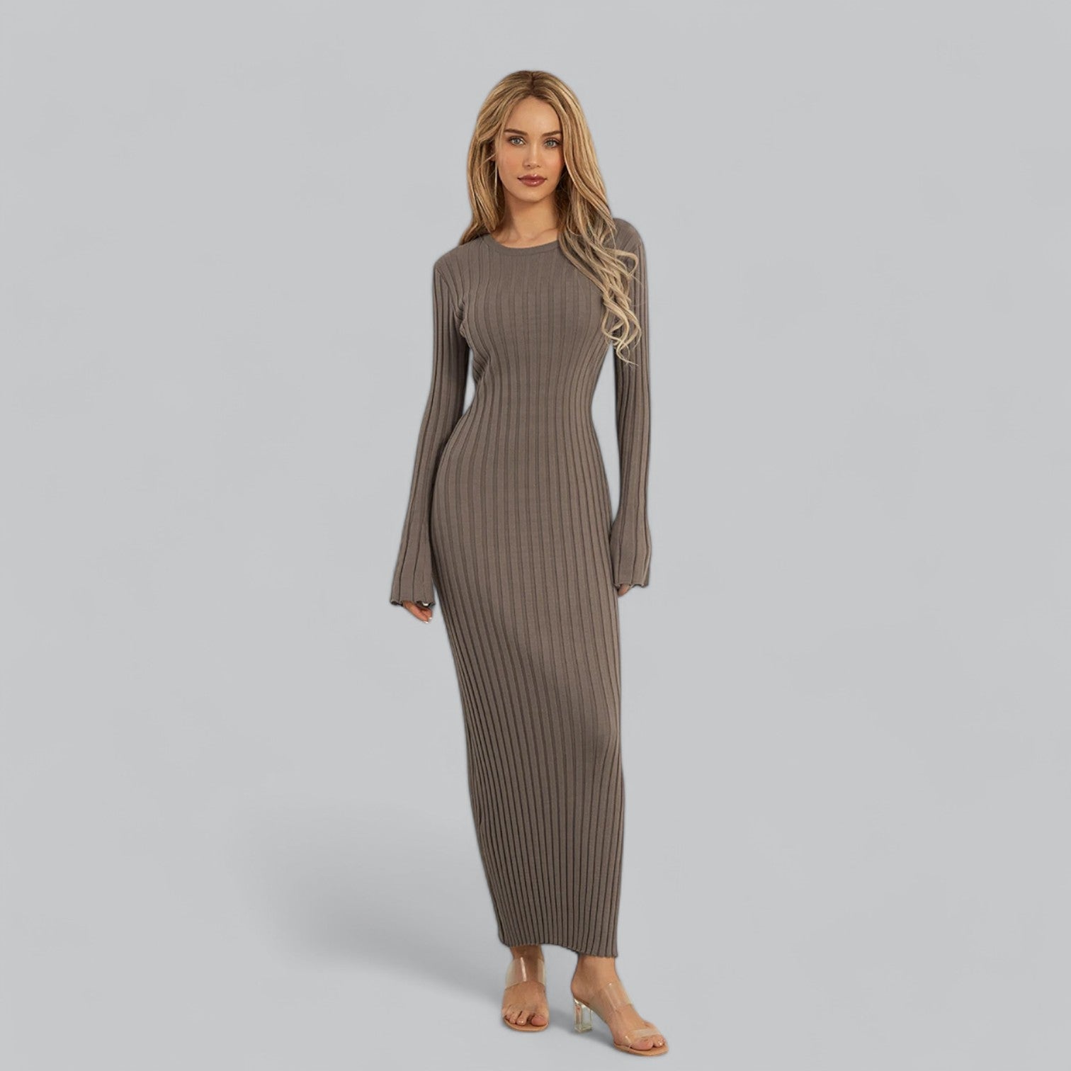Women's Lace-Up Maxi Dress-Cole Clothing-Dark Grey-S-Cole Clothing