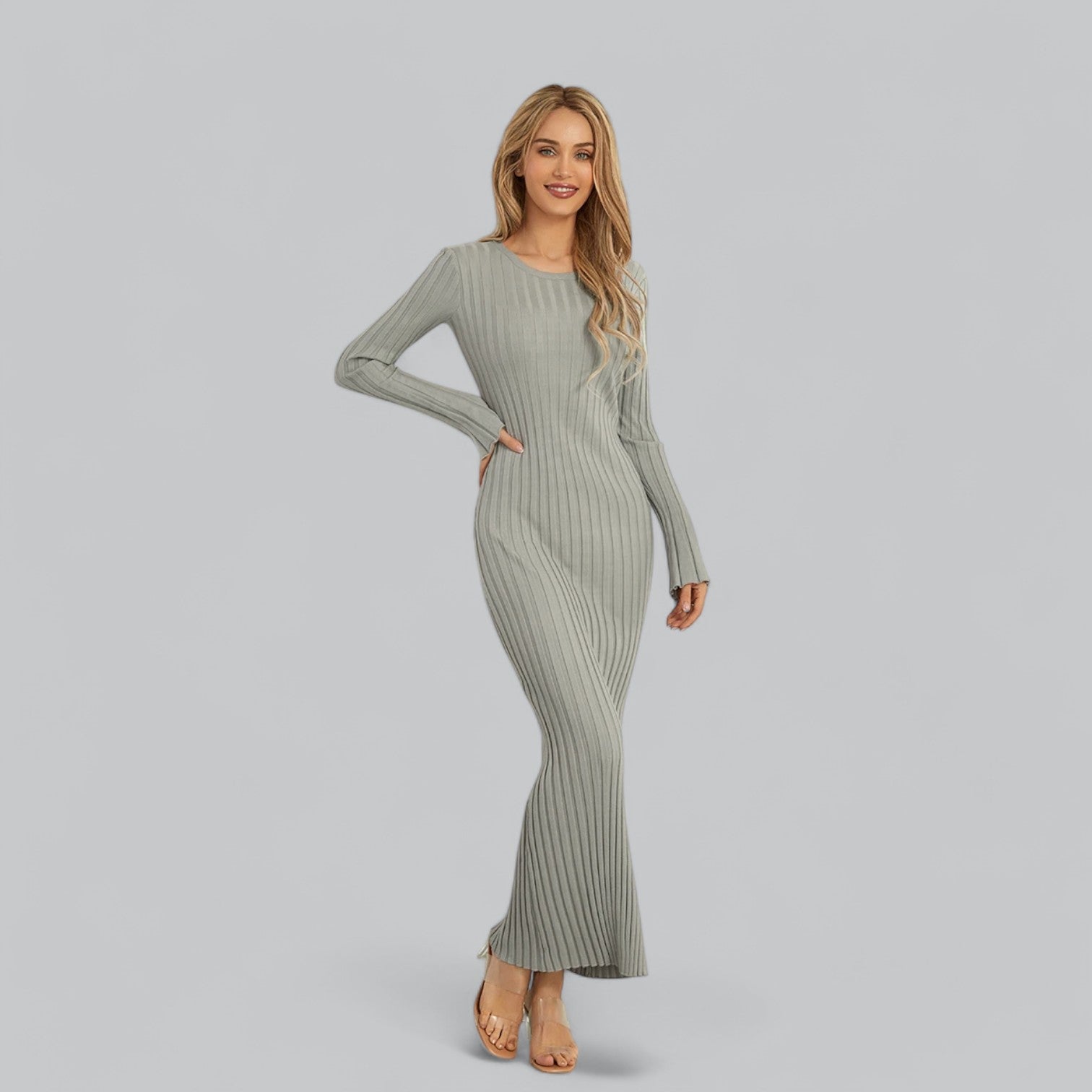 Women's Lace-Up Maxi Dress-Cole Clothing-Grey-S-Cole Clothing