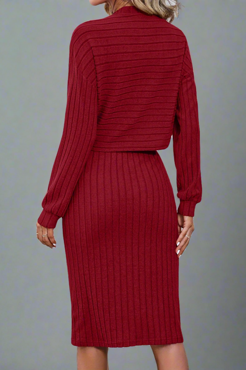 Sophia | Women's ribbed two-piece dress set-Cole Clothing-Cole Clothing