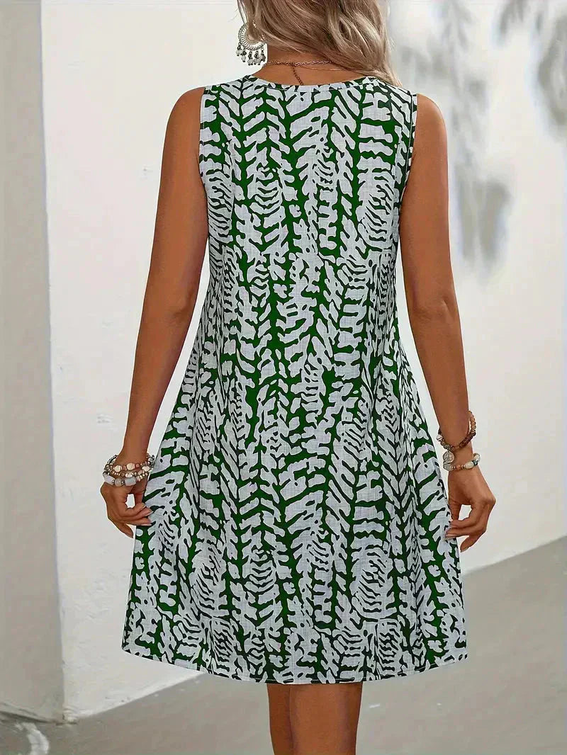 Women’s Sleeveless Printed Mini Dress – Summer Fit