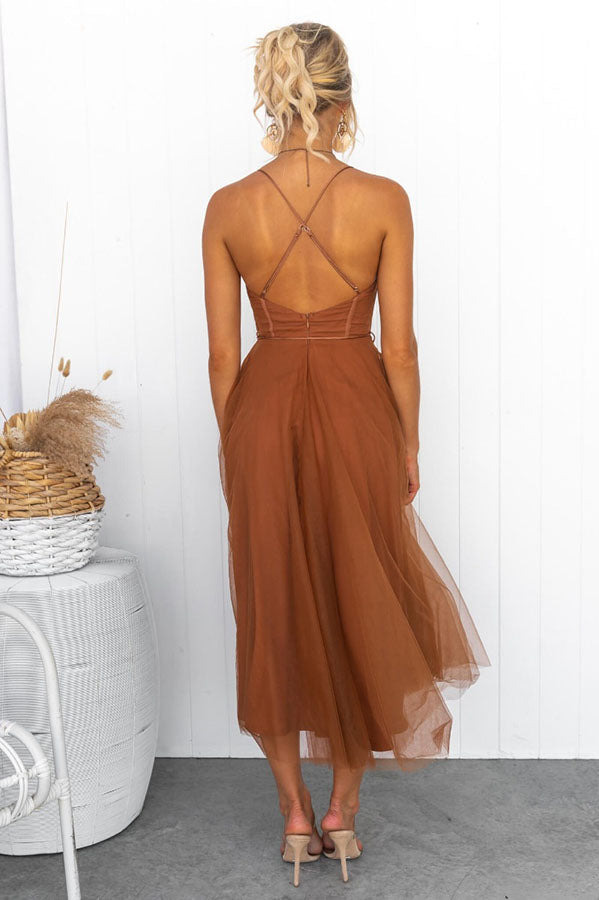 Women’s V-Neck Sleeveless Belted Maxi Dress – Flowy Abstract Print