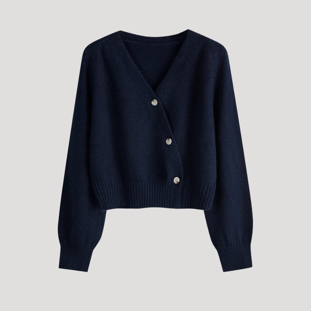 Women’s cropped knit cardigan with button front