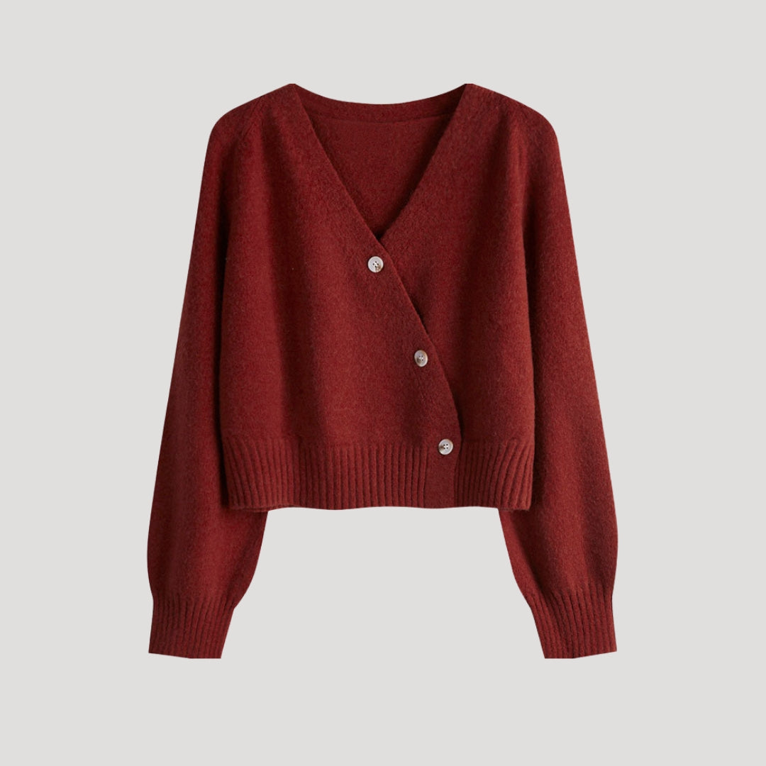 Women’s cropped knit cardigan with button front