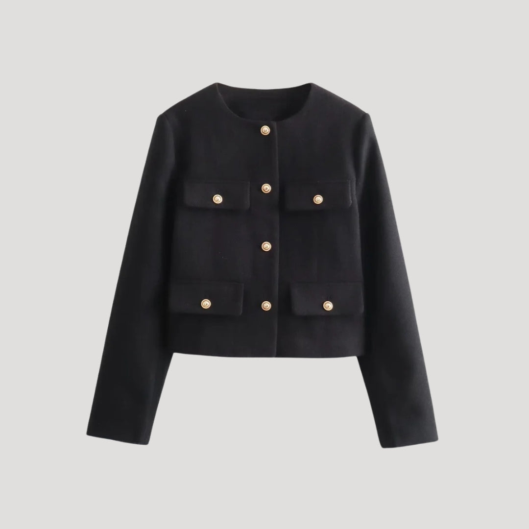 Women’s cropped knit cardigan with front pockets button up jumper for casual wear