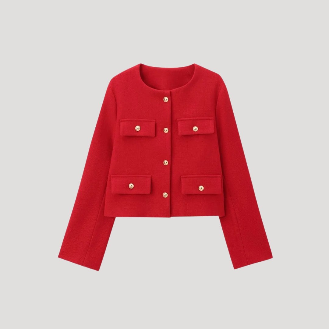 Women’s cropped knit cardigan with front pockets button up jumper for casual wear