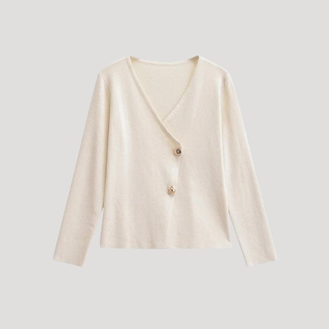 Women’s button-up V-neck knit cardigan – long sleeve layering top for casual or smart outfits