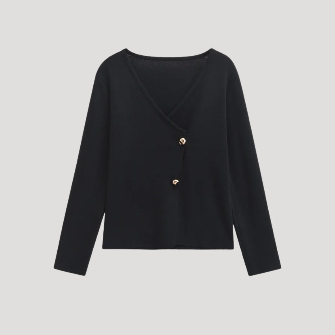 Women’s button-up V-neck knit cardigan – long sleeve layering top for casual or smart outfits