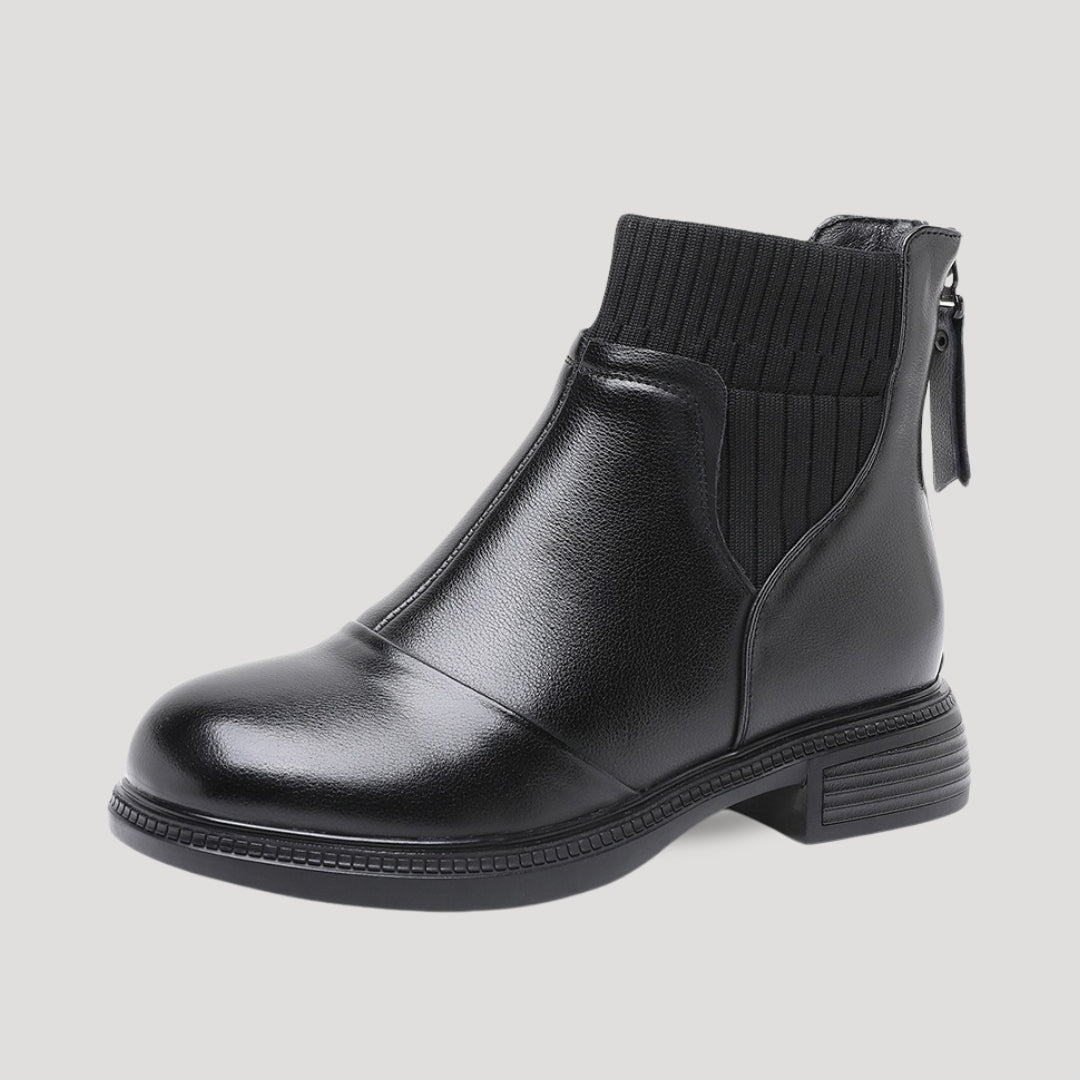 Women's Block Heel Ankle Boots with Zip Fastening – Low Heel Boots for Autumn Winter Outfits