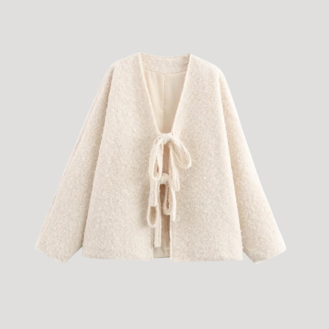Women’s oversized tie front wool cardigan chunky knit wrap for autumn winter layering