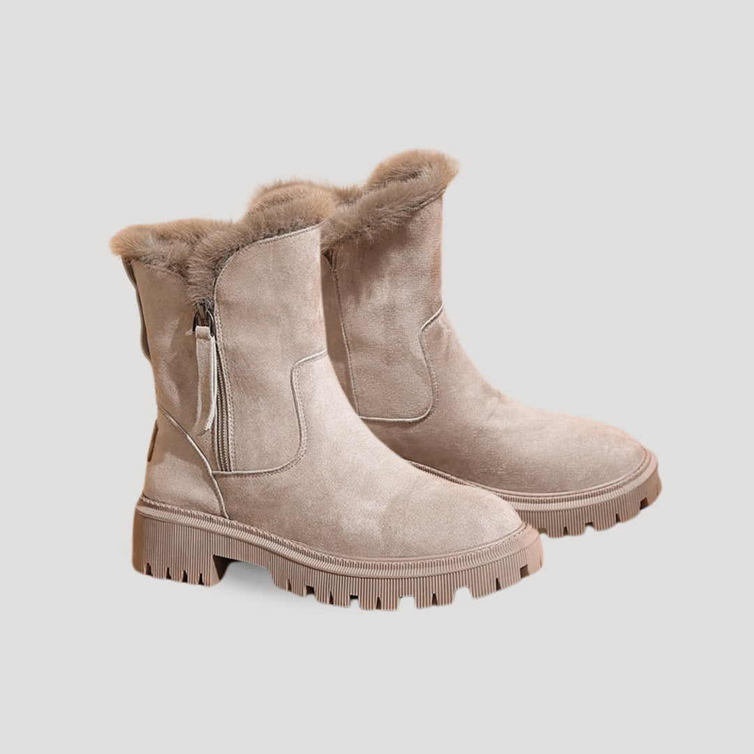 Women's ankle height fur lined winter boots for snow and cold weather walking