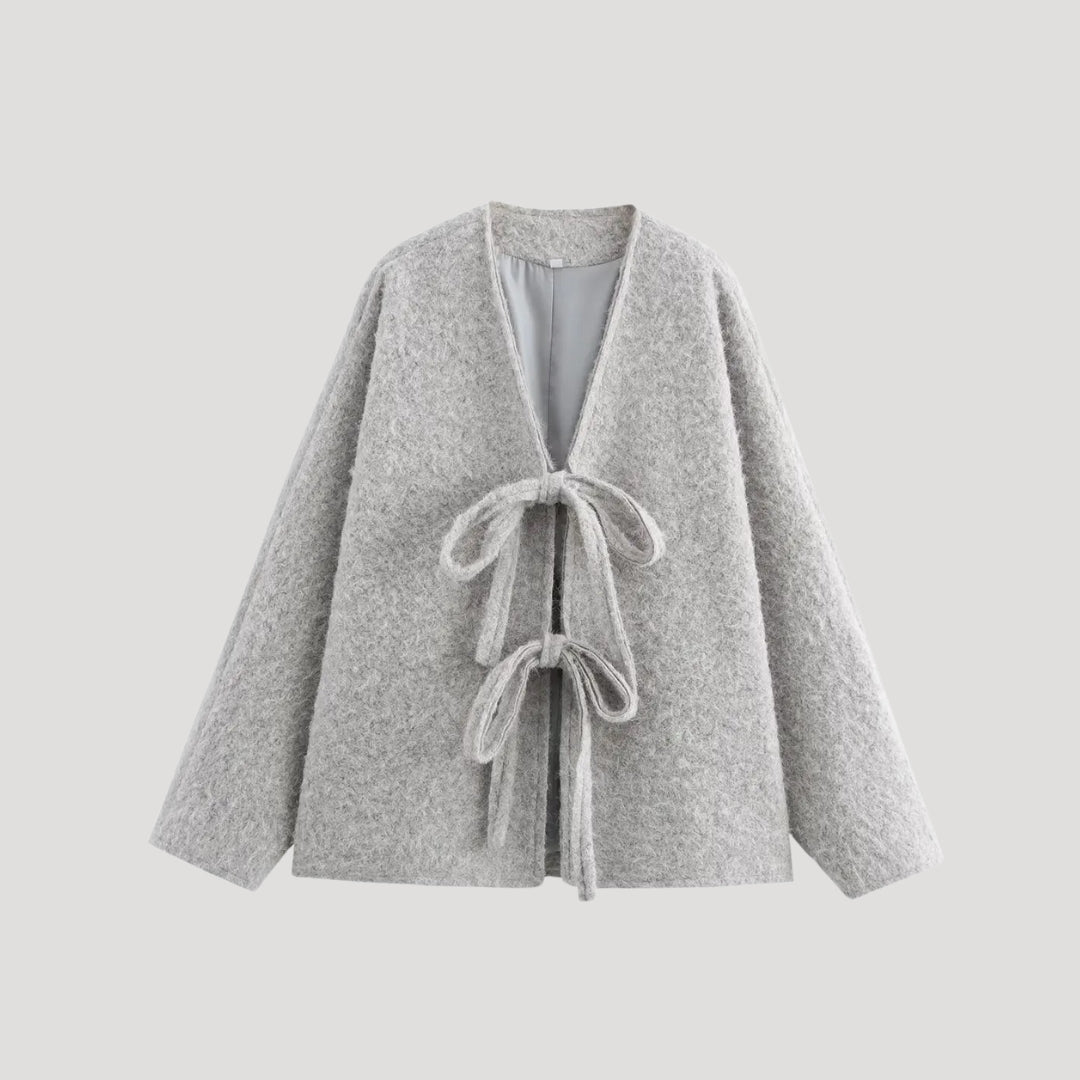 Women’s oversized tie front wool cardigan chunky knit wrap for autumn winter layering