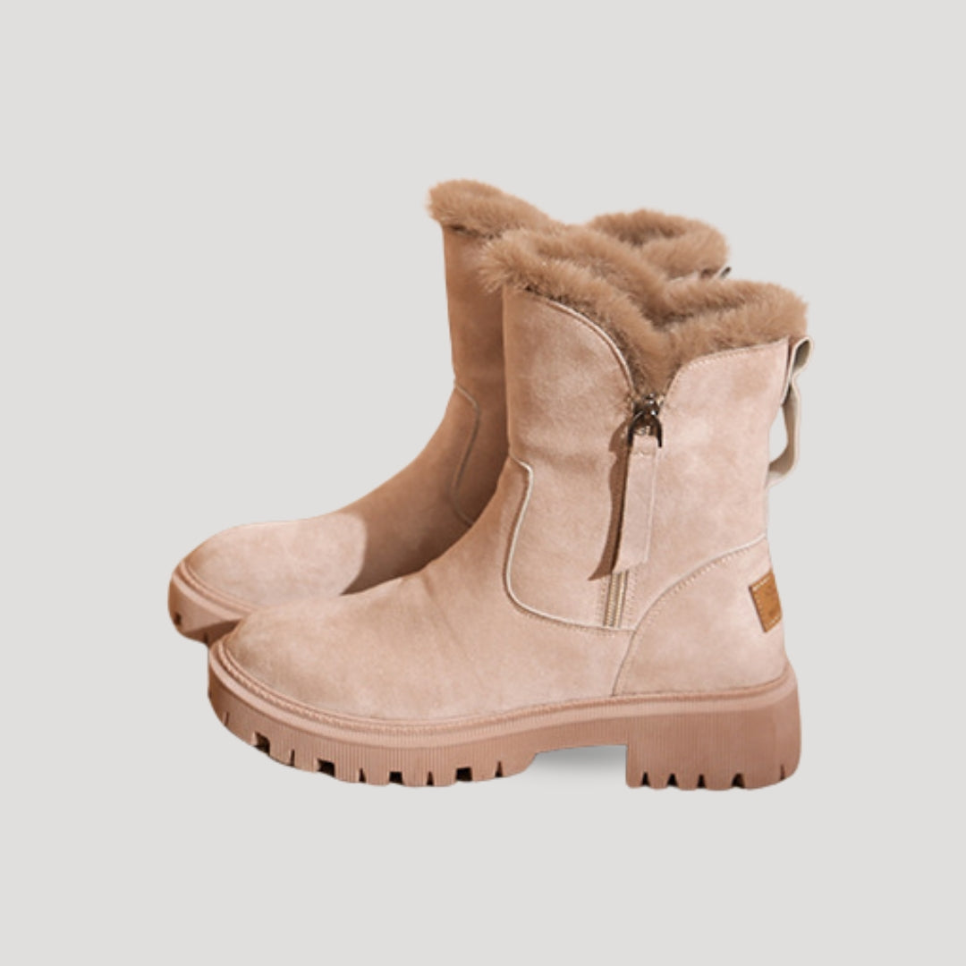 Women's ankle height fur lined winter boots for snow and cold weather walking