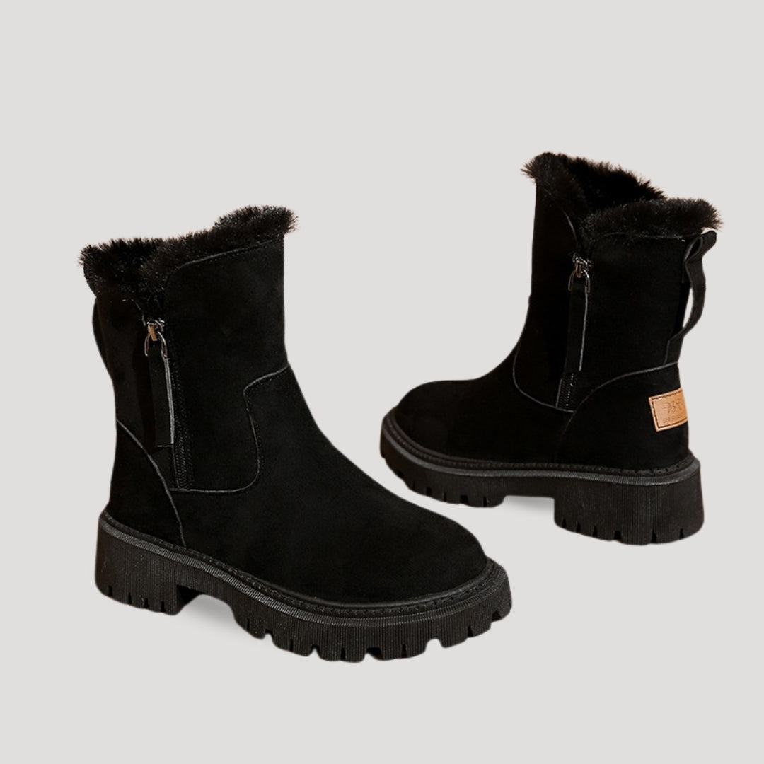 Women's ankle height fur lined winter boots for snow and cold weather walking