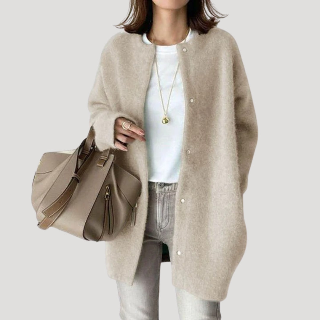 Women’s longline open front knit cardigan oversized ribbed wool blend coatigan for layering