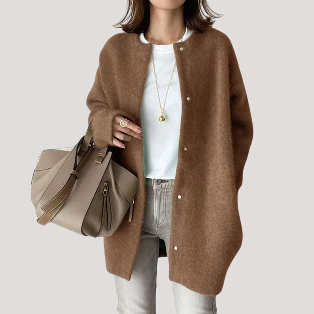 Women’s longline open front knit cardigan oversized ribbed wool blend coatigan for layering