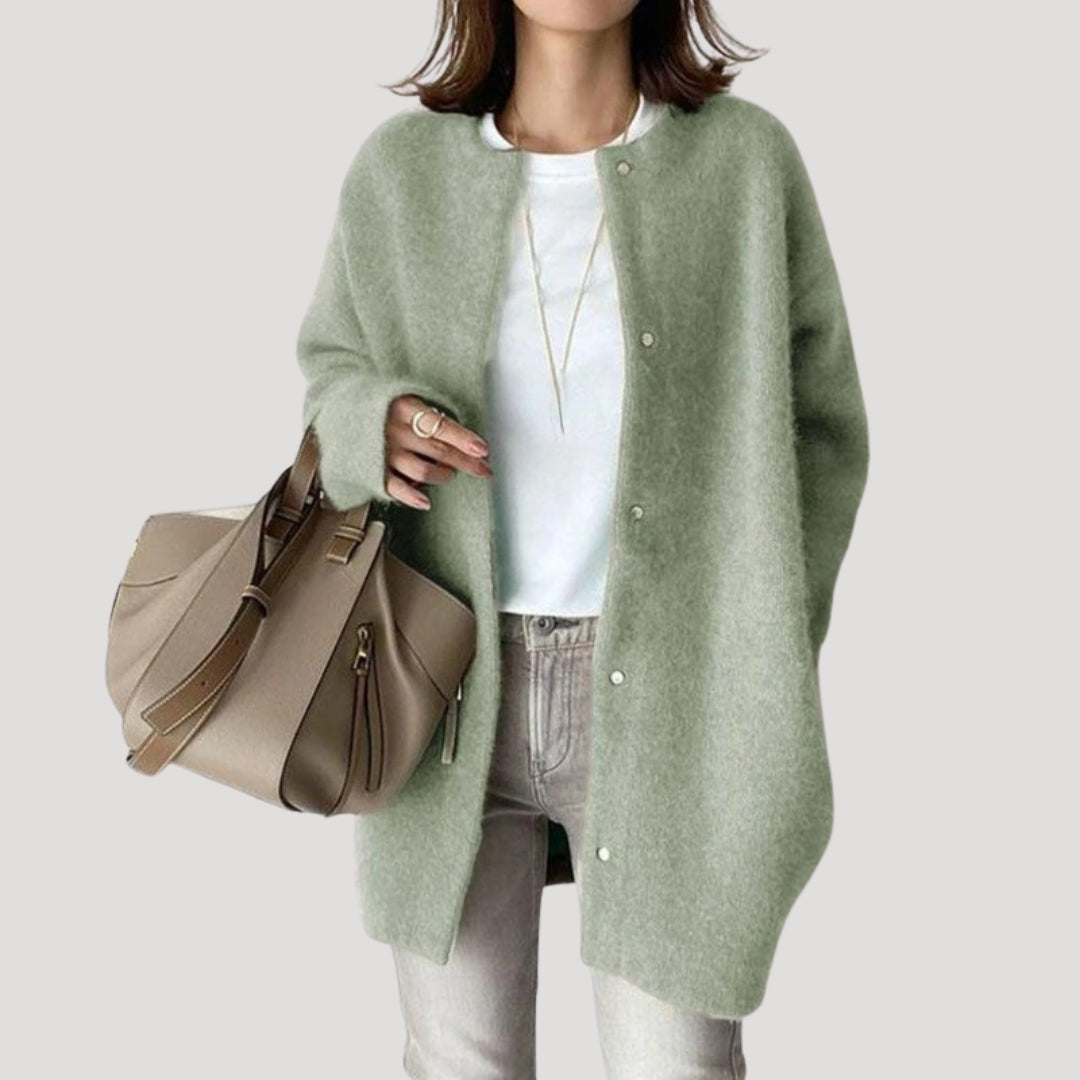 Women’s longline open front knit cardigan oversized ribbed wool blend coatigan for layering