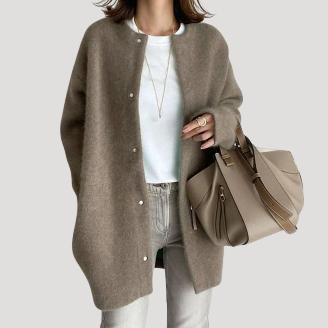 Women’s longline open front knit cardigan oversized ribbed wool blend coatigan for layering