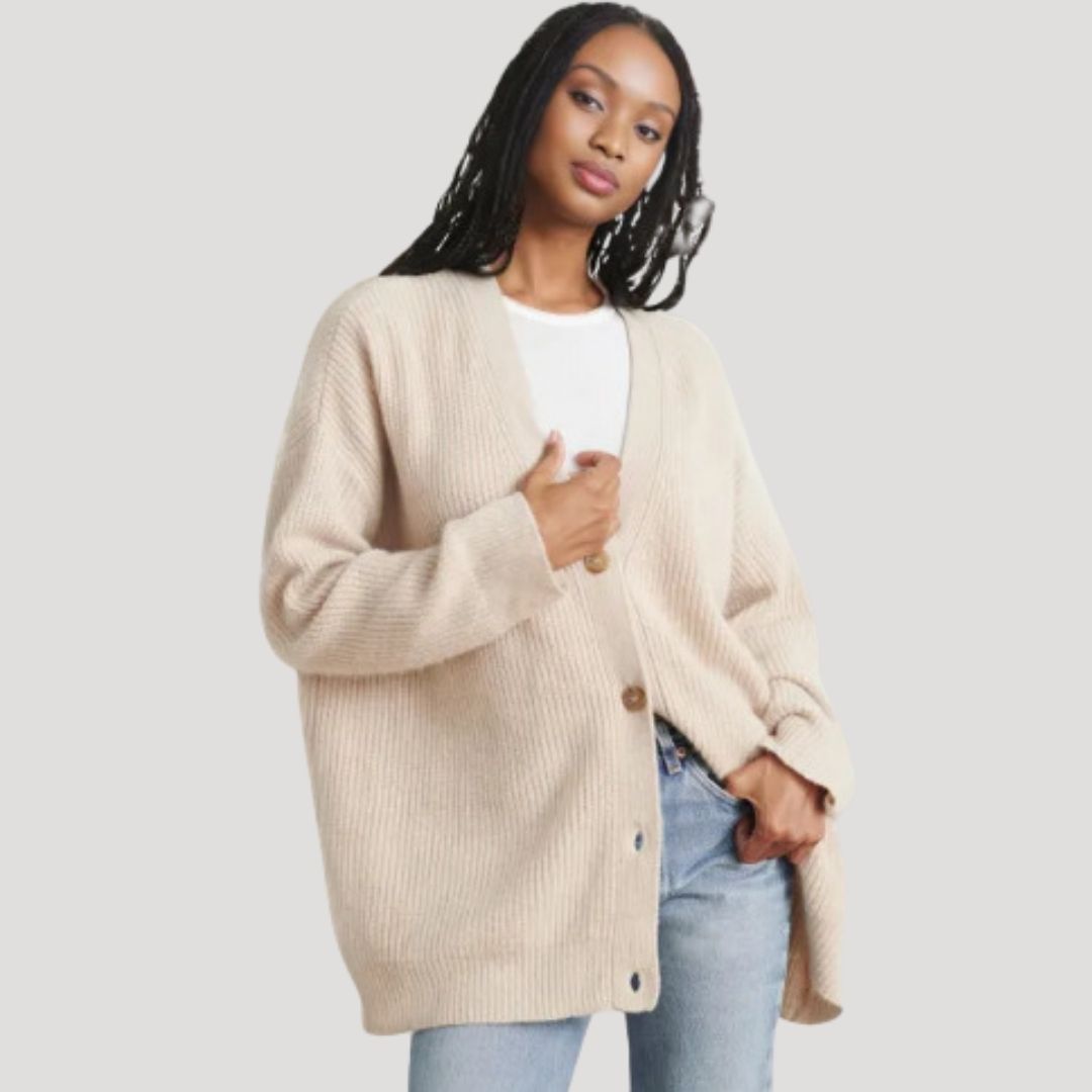 Women’s oversized knit cardigan with button front