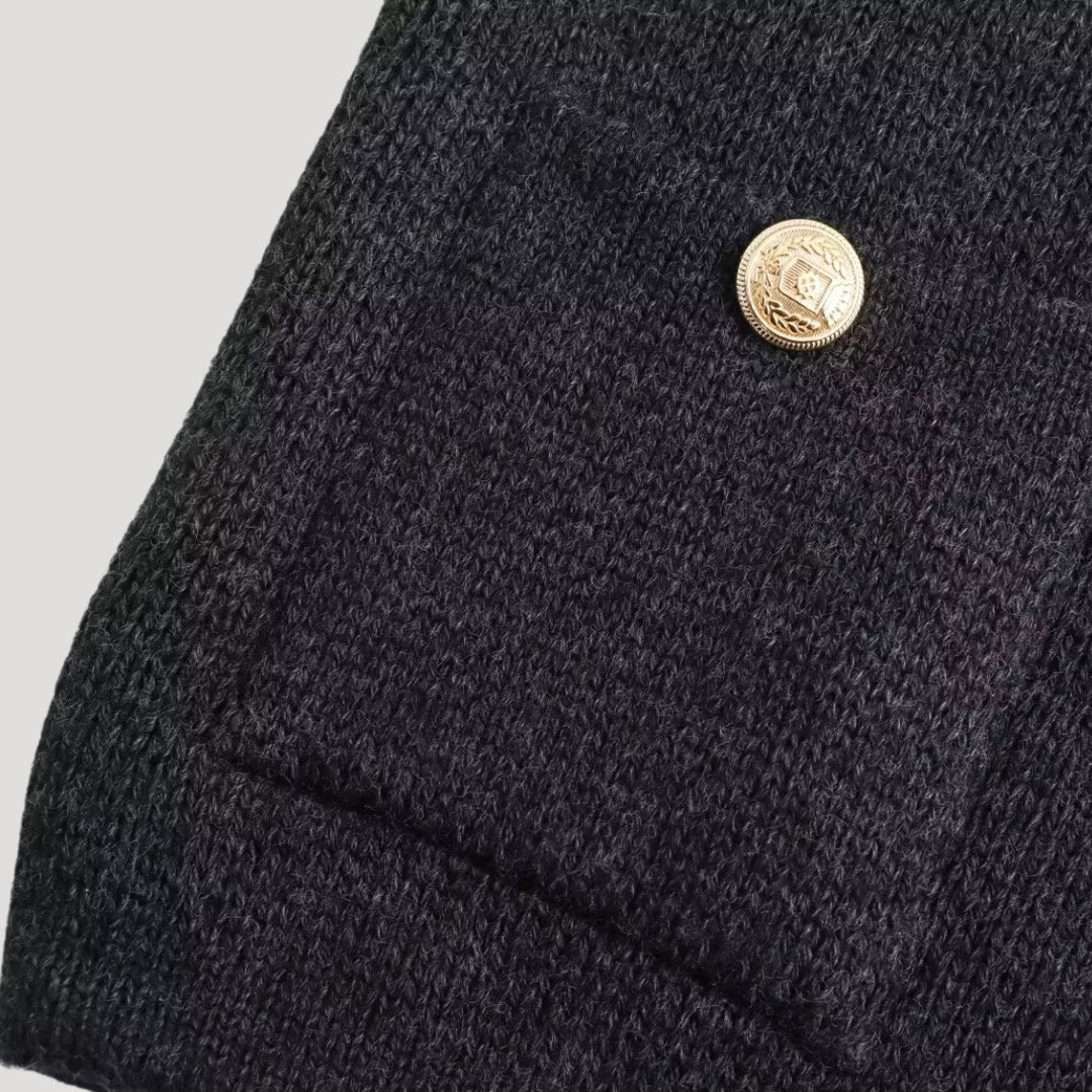 Women’s chunky knit button up cropped cardigan with oversized sleeves