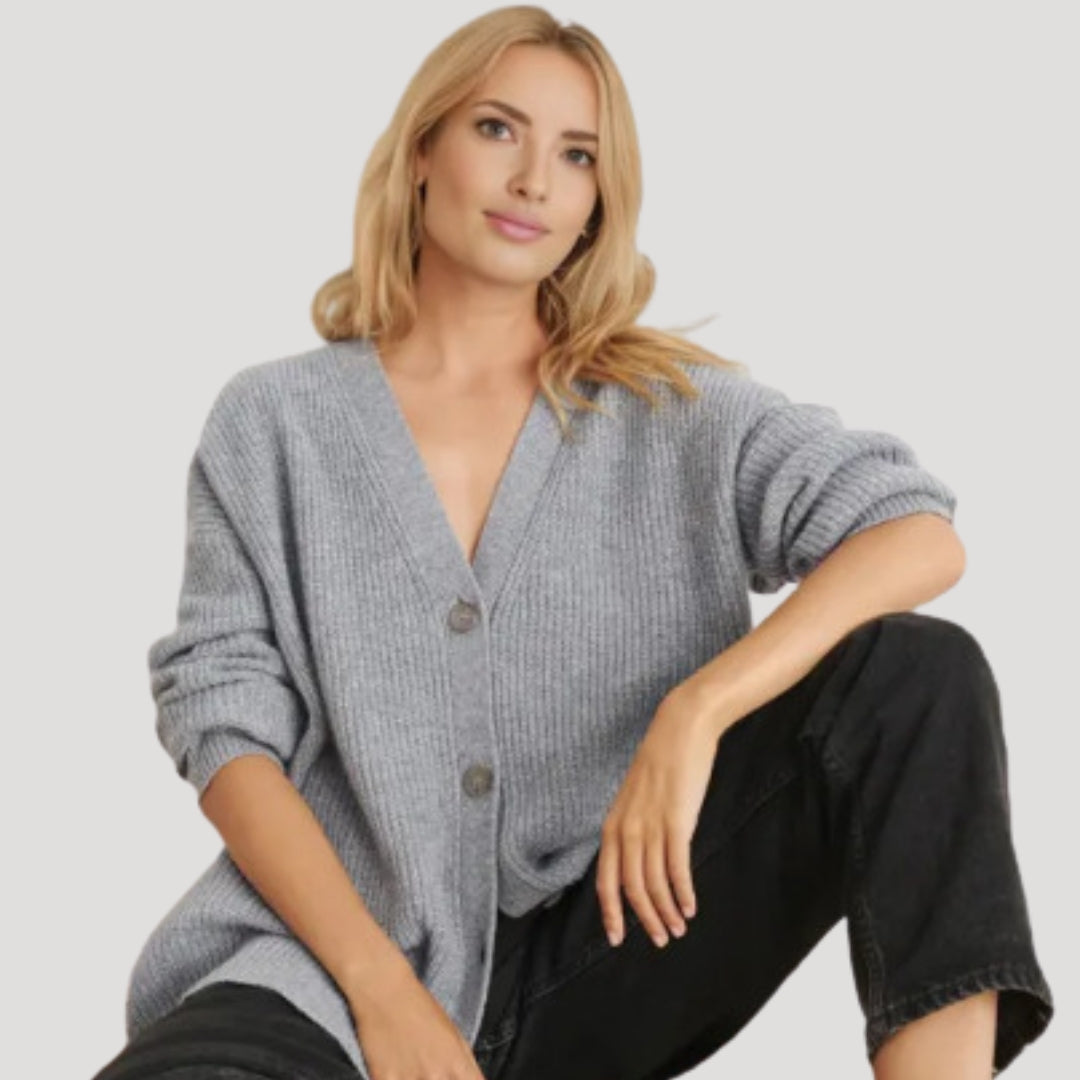 Women’s oversized knit cardigan with button front