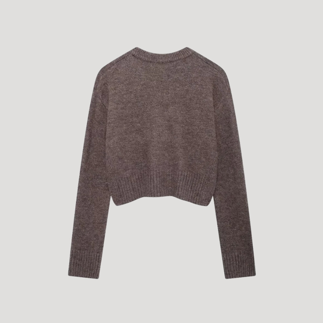 Women’s cropped button-up wool knit cardigan – casual knitwear for layering & smart outfits