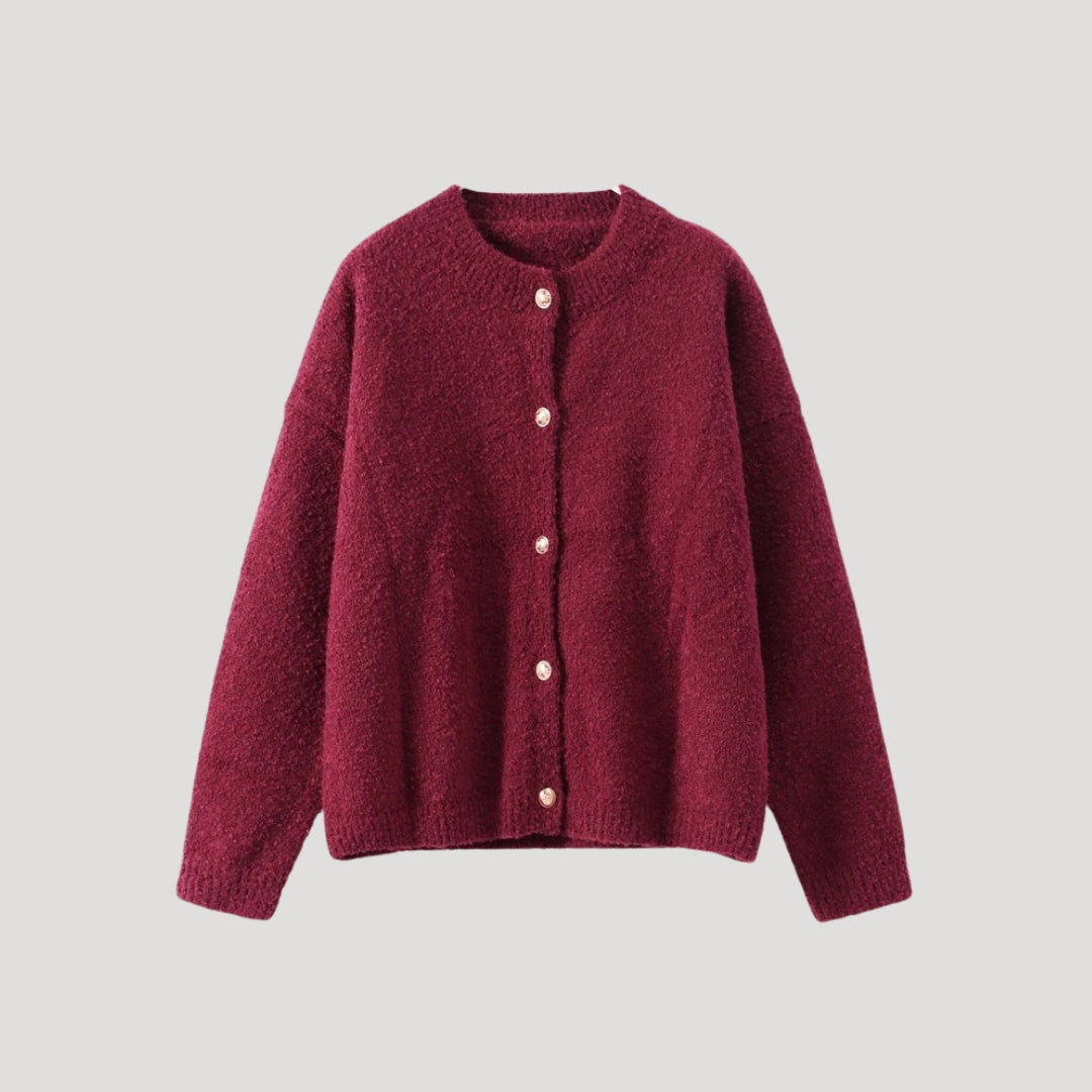 Women’s bouclé button up cardigan oversized knit for casual and smart layering