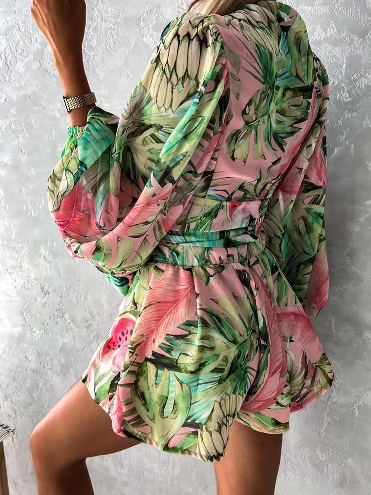 Boho Lace Playsuit – Women’s Deep V Neck Romper for Summer